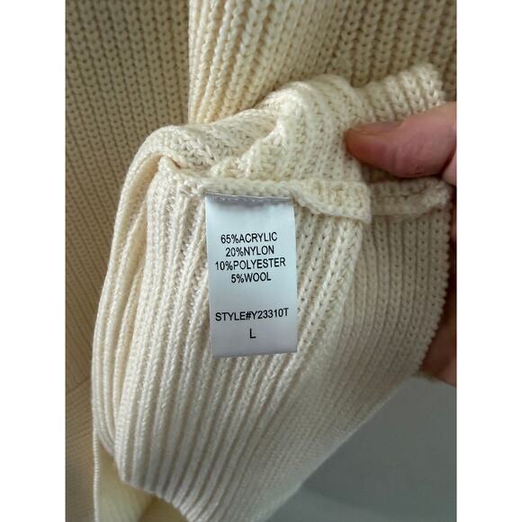 NWT Pomander Place Cream Ribbed Ainsley Knit Effortless Preppy Sweater Dress L - Picture 7 of 10